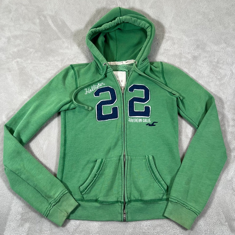 Vintage Y2K Hollister Southern California Green Full Zip Hoodie Women's Small